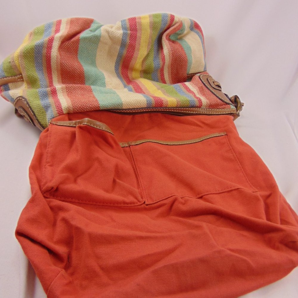 Fossil Multicolored Striped Canvas Shoulder Bag/Tassel Purse - Picture 12 of 16
